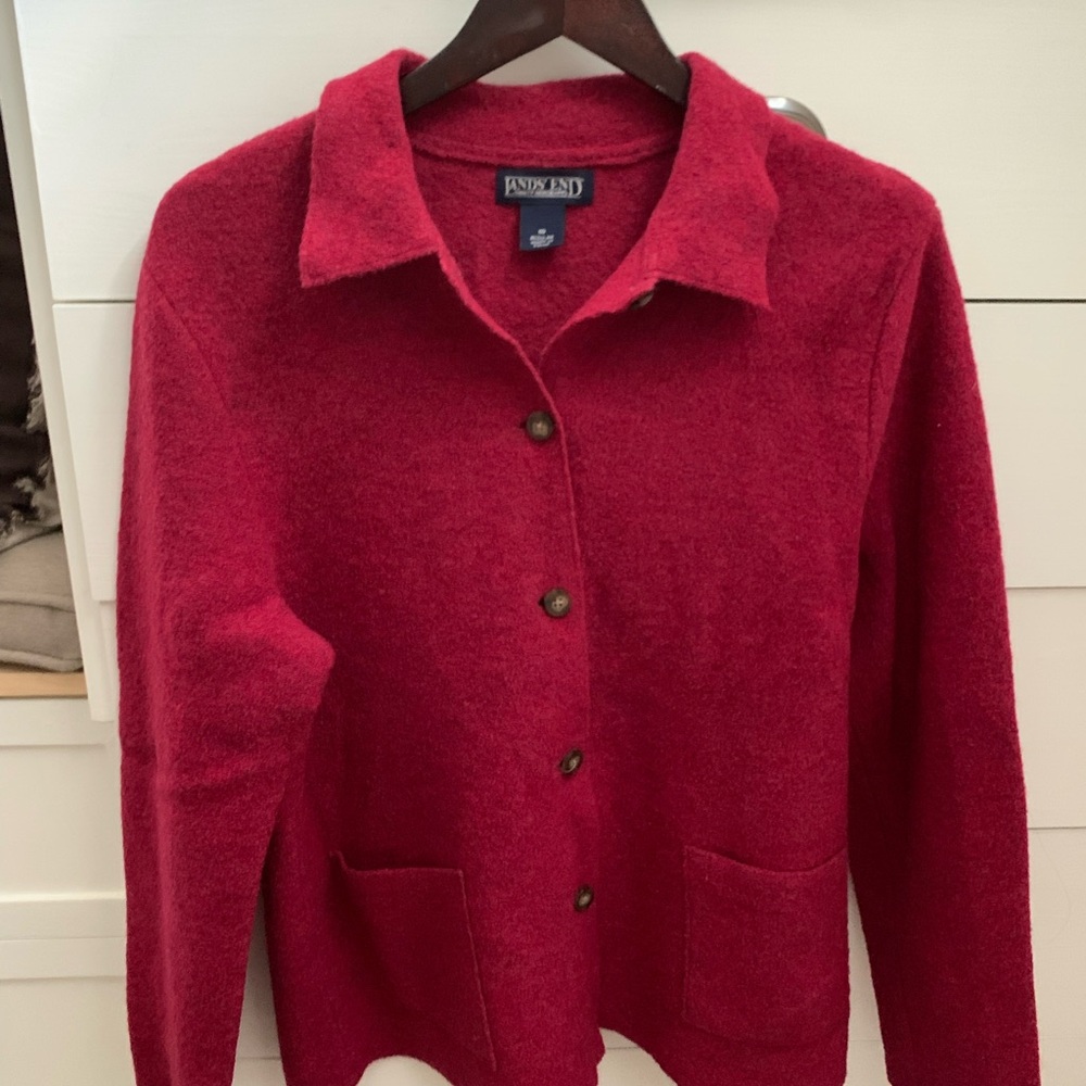 Lands' End Red Wool Cardigan